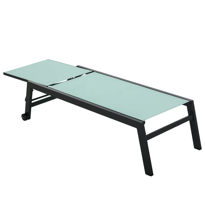 Outsunny Tumbona Multiposiciones de Jardín con Respaldo Reclinable en 5 Posiciones de Aluminio y textilene Carga 160 kg para Patio Terraza 169x65x102 cm Verde