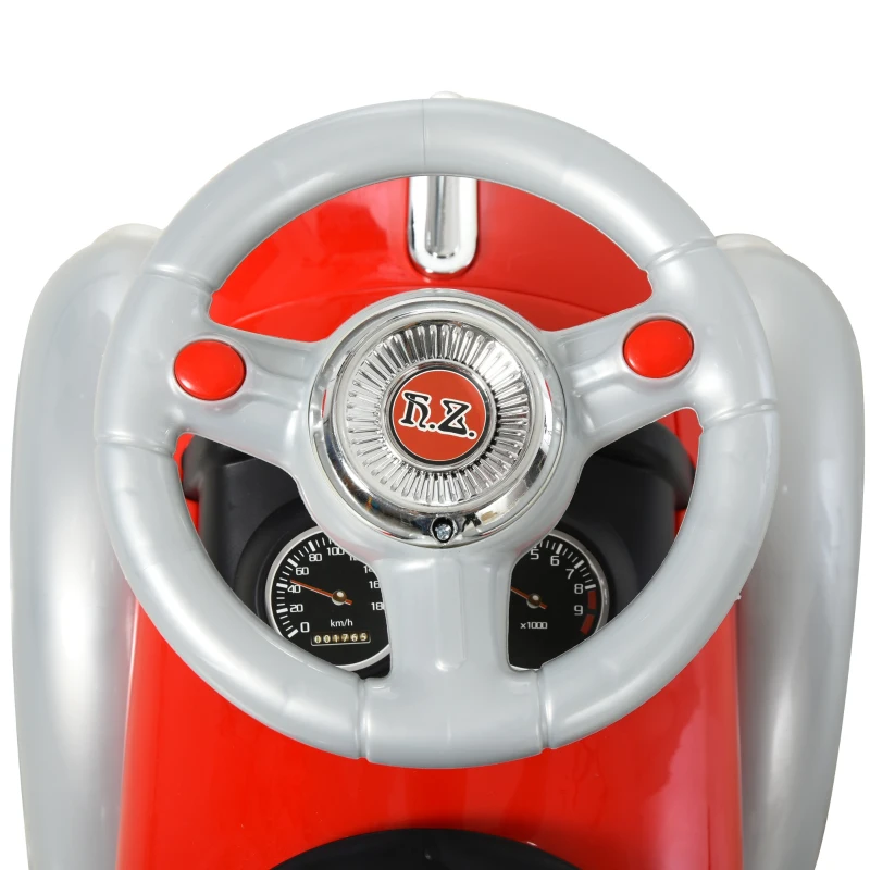 HOMCOM Coche para Bebés Mayores de 12 Meses Correpasillos para Niños en Forma de Vehículo Vintage con Sonidos y Bocina Espacio de Almacenaje 70x28,5x37 cm Rojo