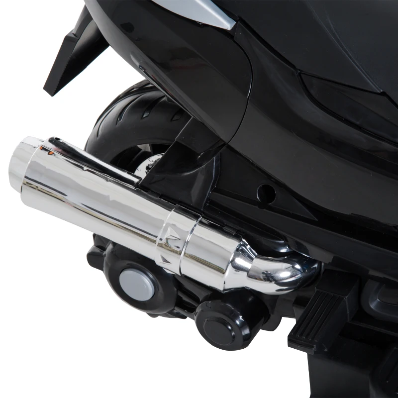 HOMCOM Coche Correpasillos Niños 3-8 años Moto Eléctrica Infantil 3-7 km/h Batería 12V Doble Motor con Luces y Música Ruedas Seguras 120x60x65cm Negro