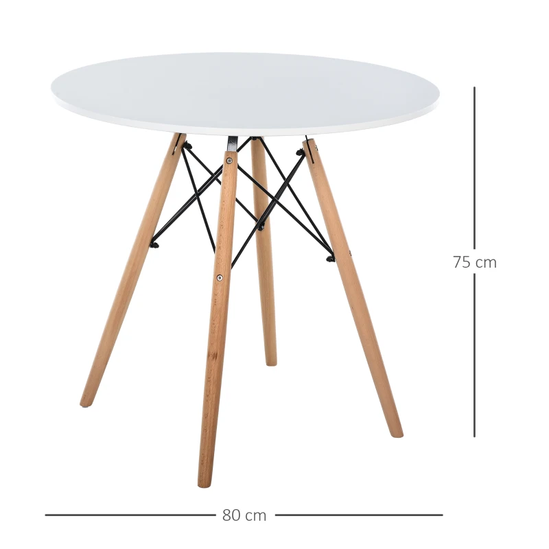 HOMCOM MDF Round Nordic Dining Table White/Brown