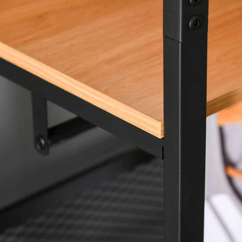 HOMCOM Perchero de Entrada 2 en 1 con 3 Estantes de Almacenaje y 2 Barras Colgar Ropa para Pasillo Dormitorio Sala de Estar 60x40x190 cm Negro Madera Natural