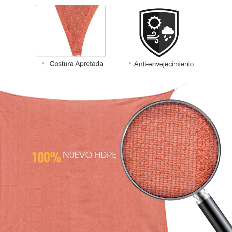 Outsunny Toldo Vela Rectangular 4x6m Toldo parasol Vela de Sombra Protección UV HDPE para Patio Terraza Jardín Rojo óxido