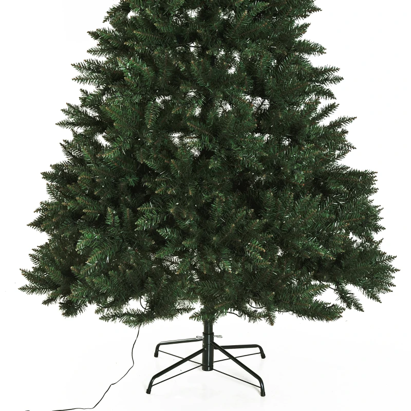 HOMCOM Árbol de Navidad Grande Artificial Árbol 200cm + Soporte 1880 Ramas 650 Luces LED con Color Blanca Cálida Verde PVC