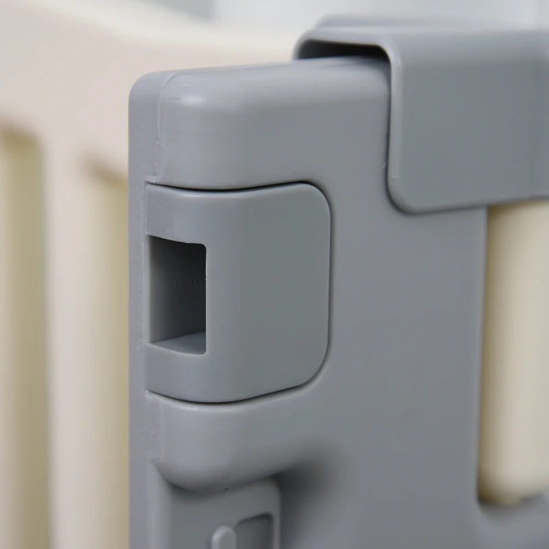 HOMCOM Parque Infantil Bebé Plegable Centro de Actividades de Seguridad Interior y Exterior con 8 Paneles Puerta para Niños de +6 Meses 156x156x63 cm Blanco y Gris