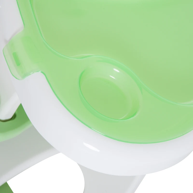 HOMCOM Trona para Bebé Convertible en Silla+Mesa y Silla Mecedora con Cinturón de Seguridad (Blanco y verde)