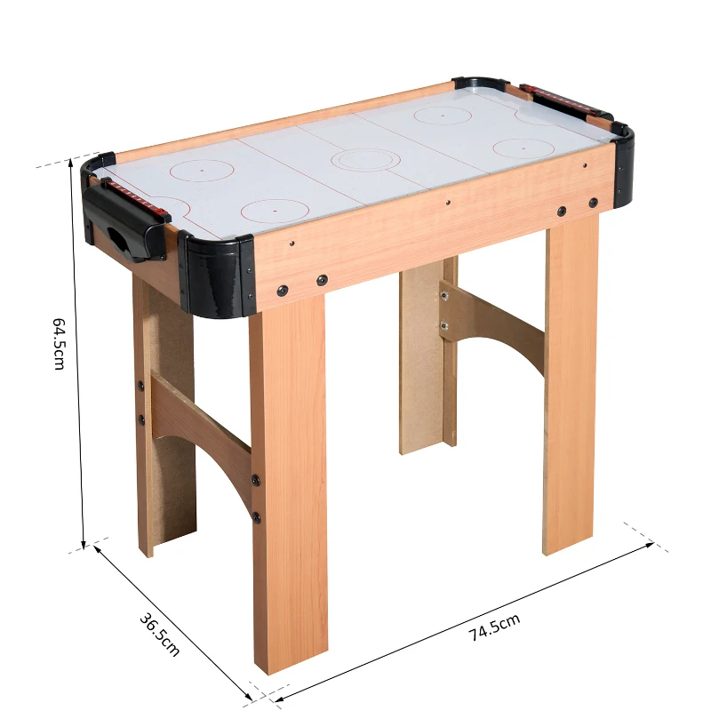 HOMCOM Air Hockey Juego de Mesa de Madera con Ventilador 2 Discos y 2 Empujadores 74.5x36.5x64.5cm