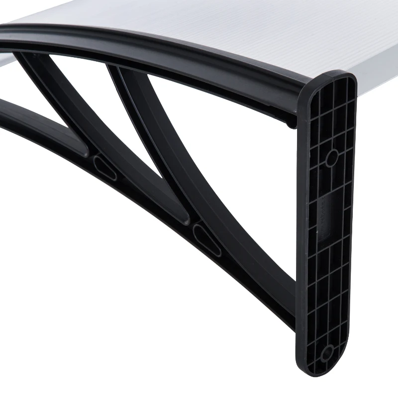 Outsunny Marquesina Techo Canopy para Puertas Ventanas Toldo Dosel Terrazas Placa de Policarbonato 5 mm Transparente Protección contra Sol y Lluvia 120cm