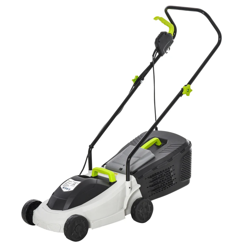 Outsunny Electric Rotary Lawnmower w/ 32cm Cutting Width, 25L Grass Box, Height Adjust