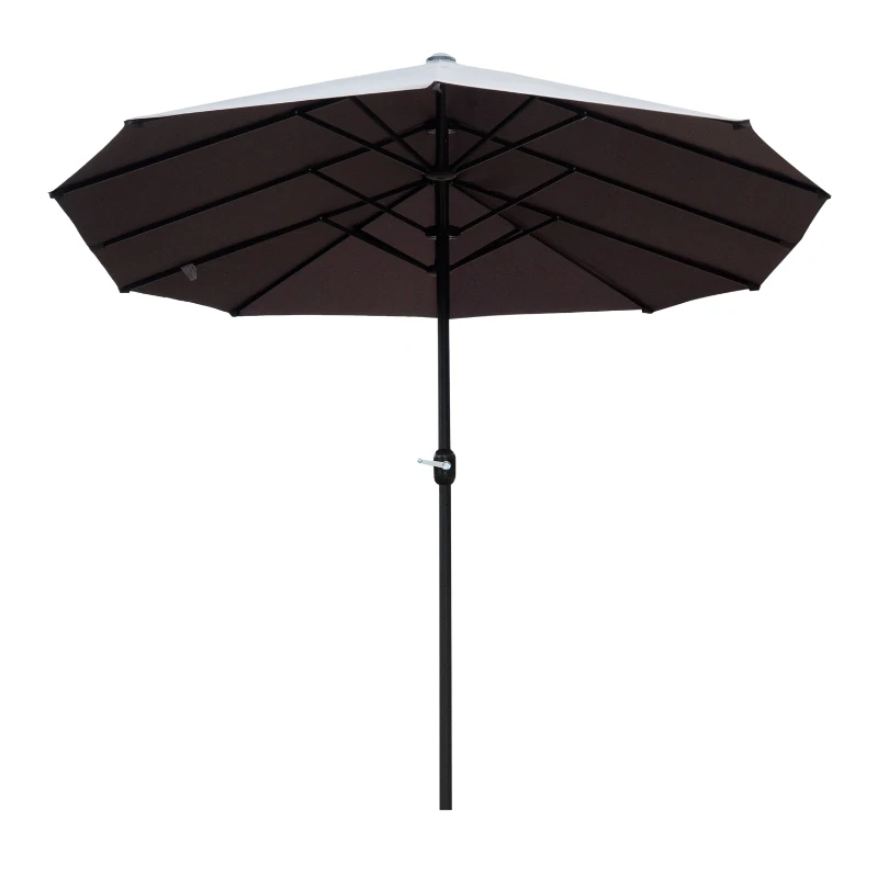 Outsunny® Sombrilla Grande 4.6m Parasol Doble Sombrilla Jardín con Manivela Manual Impermeable y Protección Solar UV para Terraza Playa Piscina Patio Acero