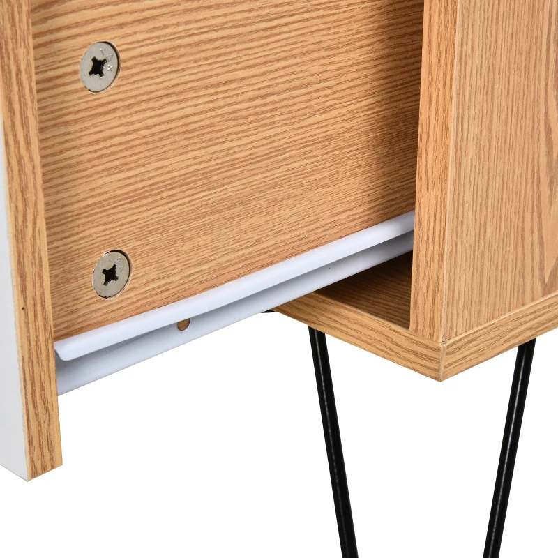 HOMCOM Mesita de Noche con Pies Elevados Cajón y Estante Color Madera Natural 40x30x51 cm