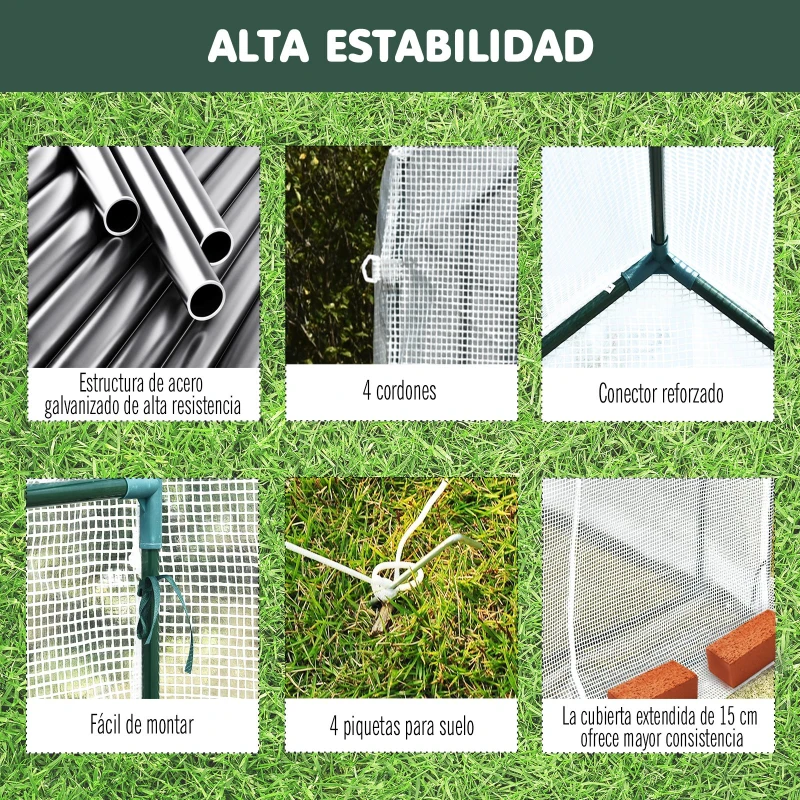 Outsunny Invernadero con Estantes para Flores Vivero Casero para Cultivo de Plantas con Puerta de Cremallera Malla de PE 186x120x190cm