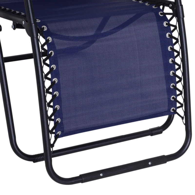 Outsunny Tumbona Plegable de Jardín Silla Gravedad Cero Sillón de Playa Relajante Texteline Marco Acero Carga 120kg 90x65x110 cm Azul