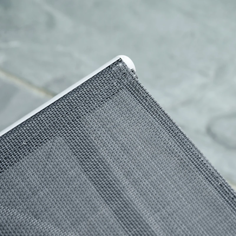 Outsunny Set de 2 Sillas de Comedor de Jardín Plegables de Aluminio con Respaldo Alto Ajustable de 8 Niveles y Reposabrazos Transpirable 65x55x107 cm Gris