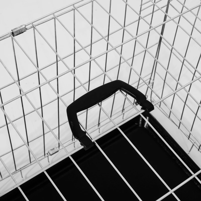 PawHut Jaula Plegable de Viaje-Plateado Acero ABS 106x71x76cm