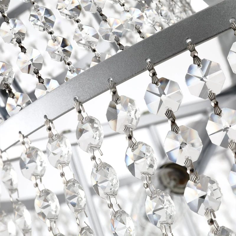 HOMCOM Lámpara Techo de Cristal, Lámpara de Araña de Cristal Colgante Moderno para Salón Altura Ajustable con 6 Portalámparas Ф54x120 cm