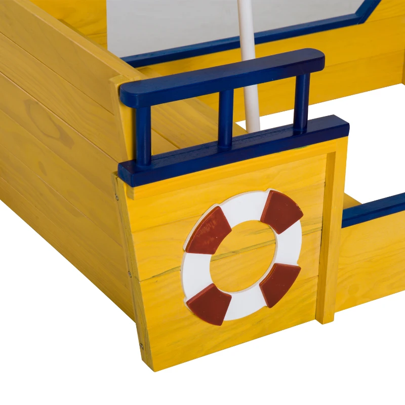 HOMCOM Arenero Niños Cajón Caja Parque de Arena para Juego Estilo Barco Juguete Playa Jardín Patio 157.5x78x46cm Madera