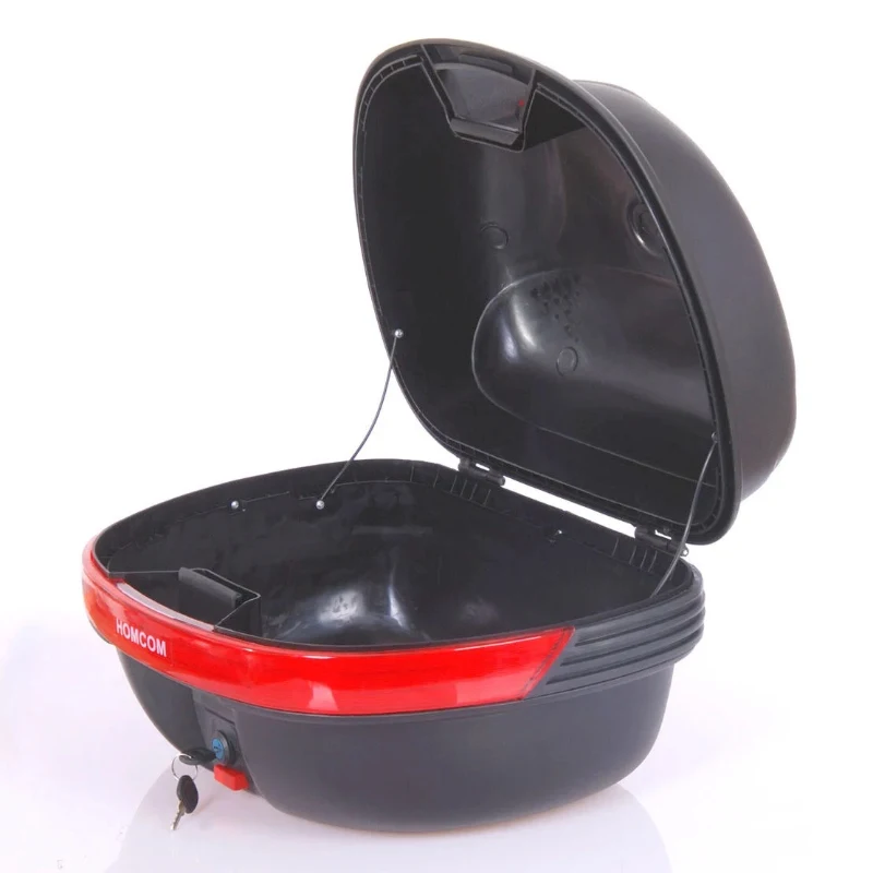 Homcom Baul Moto Universal 35L con LLaves y Soporte Caja de Moto negro - 44.5x37.5x27cm