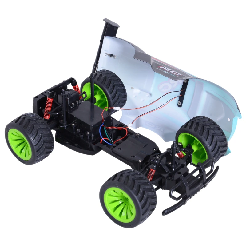 HOMCOM Coche Teledirigido 1:16 RC Coche Juguete Radio Control 15km/h Coche de Carreras con Luz para Niños +6 Años Regalo Perfecto
