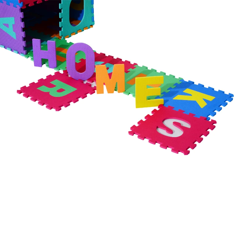 HOMCOM Alfombra Puzle Colchoneta Suave Juego para Niños 36pcs 3.34㎡ Números 0-9 y 26 Letras Alfabeto Goma Espuma EVA