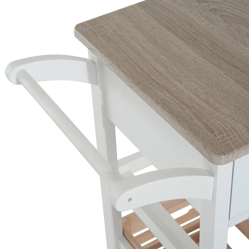 HOMCOM Carro de Cocina Carrito de Servir Carrito Auxiliar con Botellero con Tablero Extensible Botellero Cestas Extraíble 70x40x86cm Madera