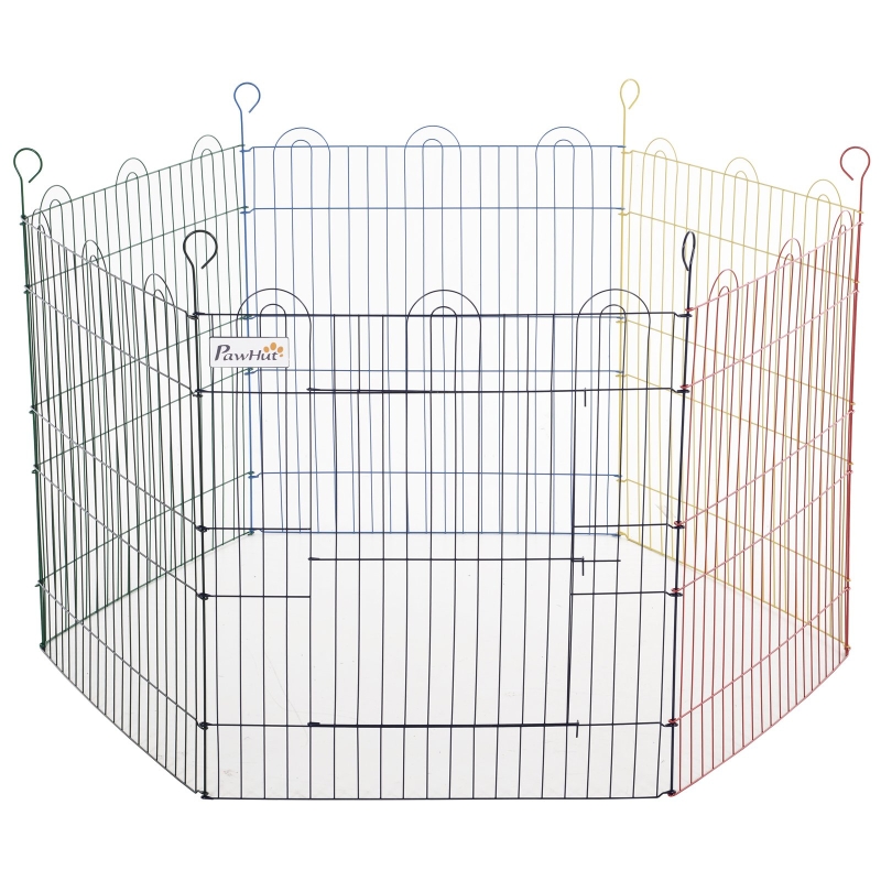 PawHut Parque de Juegos para Mascotas Jaula Plegable para Perros de 6 Paneles para Jardín Patio Interior y Exterior Ø120x66 cm Multicolor