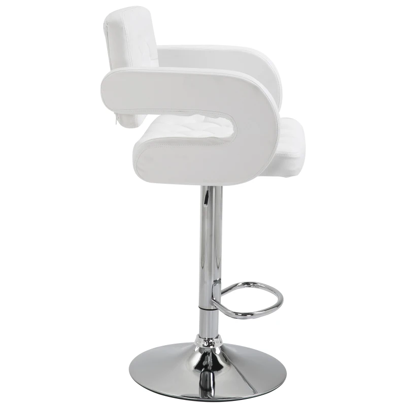 HOMCOM PU Leather Bar Stool W/Chrome Metal Base-White