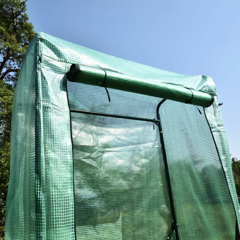 Outsunny Invernadero de Jardín Terraza para Huerto en Casa 100x50x150cm Color Verde Tubo de Acero y PE