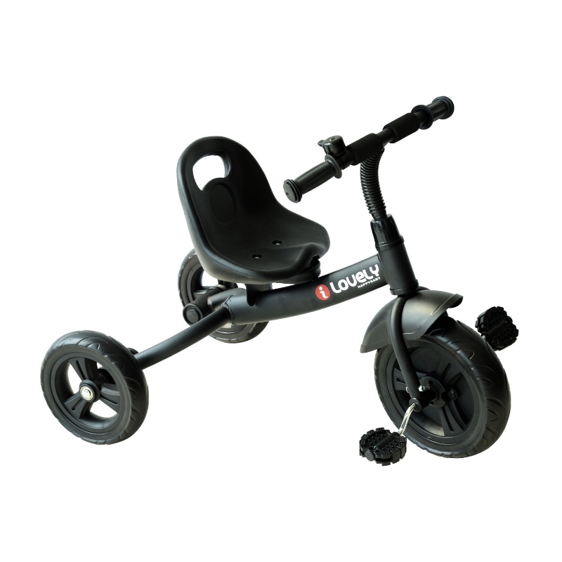 HOMCOM Triciclo para niños de más de 18 meses con Timbre Guardabarros y Ruedas de Seguridad Color Negro 74x49x55cm