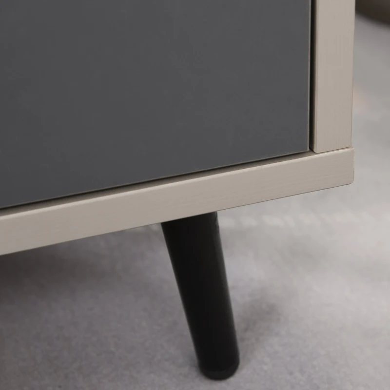 HOMCOM Mesita de Noche Mesita Auxiliar con 1 Cajón Estante Abierto y Patas de Metal Elegante Minimalista para Dormitorio Salón 40x40x45 cm Gris