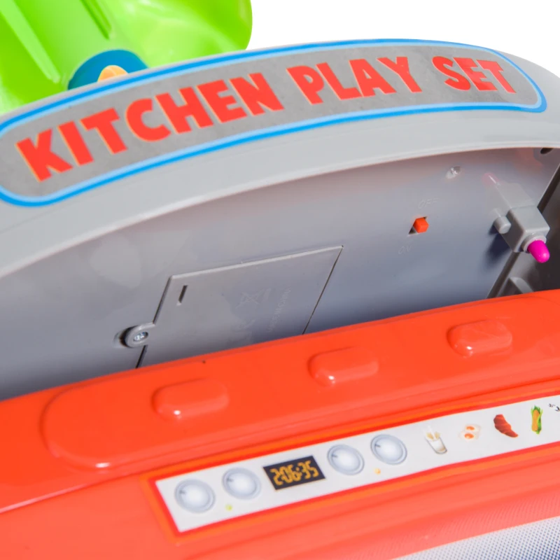 HOMCOM Cocina de Juguete Cocinita con Luz Sonido y 12 Accesorios Juego para Cocinar para Niños +3 Años 46x30x67cm PP