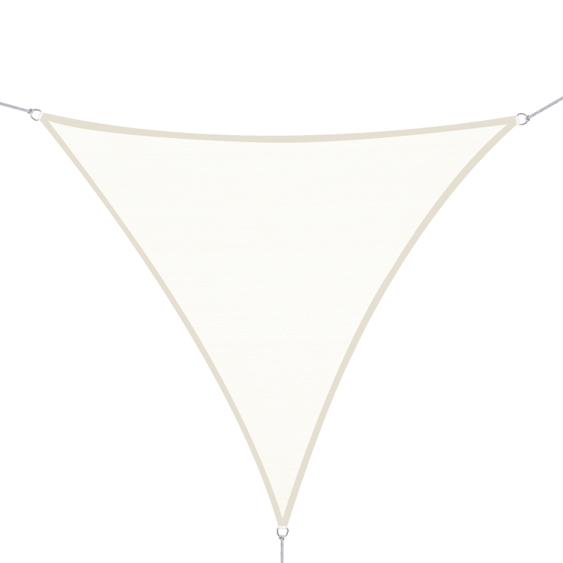 Outsunny Toldo vela Triangular 4x4x4 metros Toldo tipo Sombrilla Parasol Triángulo de Poliéster para Jardín Playa Camping Color Crema