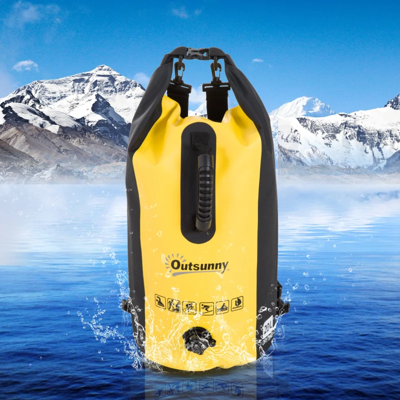 Bolsa Estanca 20L PVC Bolsa Seca Impermeable Mochila con Correa Ajustable para Deporte Aire Libre Φ25x61cm
