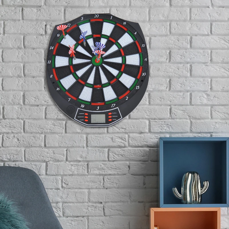HOMCOM Diana electrónica digital 18 juegos y 159 variantes + 6 dardos de punta plastica