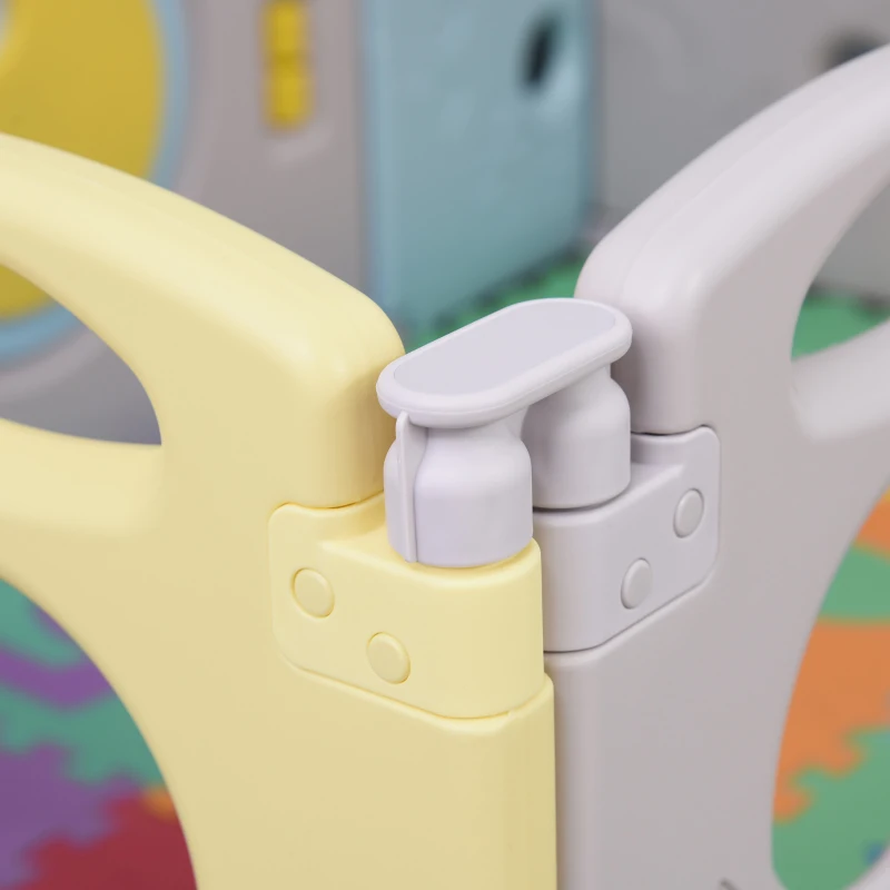 HOMCOM Parque Infantil Bebé de 14 Paneles Corralito Plegable con Puerta y juegos para Niños de +6 Meses Interior y Exterior 156x154x59 cm Multicolor