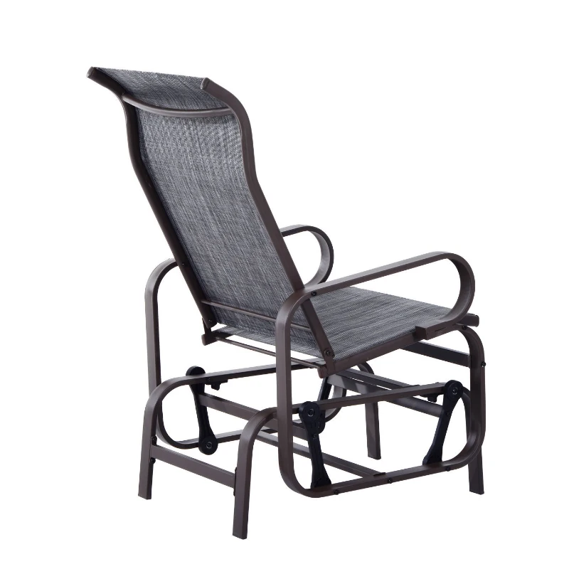Outsunny Silla Balancin Portátil Cómodo Mecedora para Patio Jardín Terraza con 4 Brazos Oscilante Resistente Metal Tela Textilene Carga 165 KG 75x60x104 cm Marrón