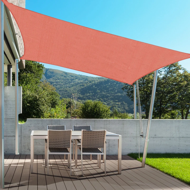 Outsunny - Toldo Vela 3x3m Cuadrado Sombrilla Parasol Rojo Terraza Jardin Camping