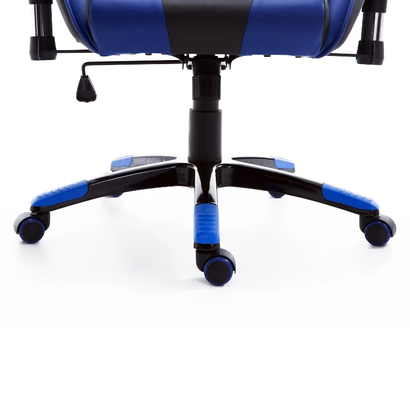 HOMCOM Silla de Oficina Silla Ergonómico Reclinable y Basculante Altura Ajustable Giratorio con Ruedas Reposacabezas y Soporte Lumbar Carga 120 kg 67x67x123-132 cm Azul