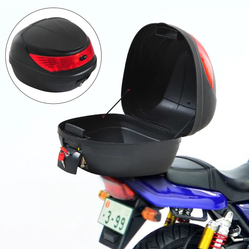 HOMCOM Baul de Moto Maleta 35L + Llaves y Accesorios Equipaje Motos Caja Topbox Topcase