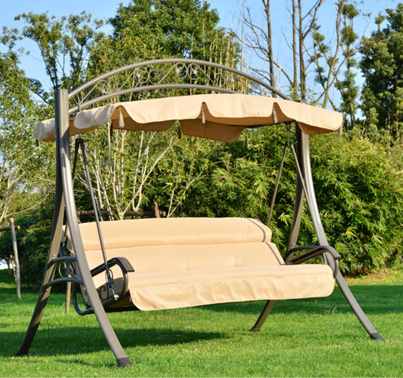 Columpio Jardin Balancin 205x155x200cm 3 Plazas Techo regulable Marco de Acero