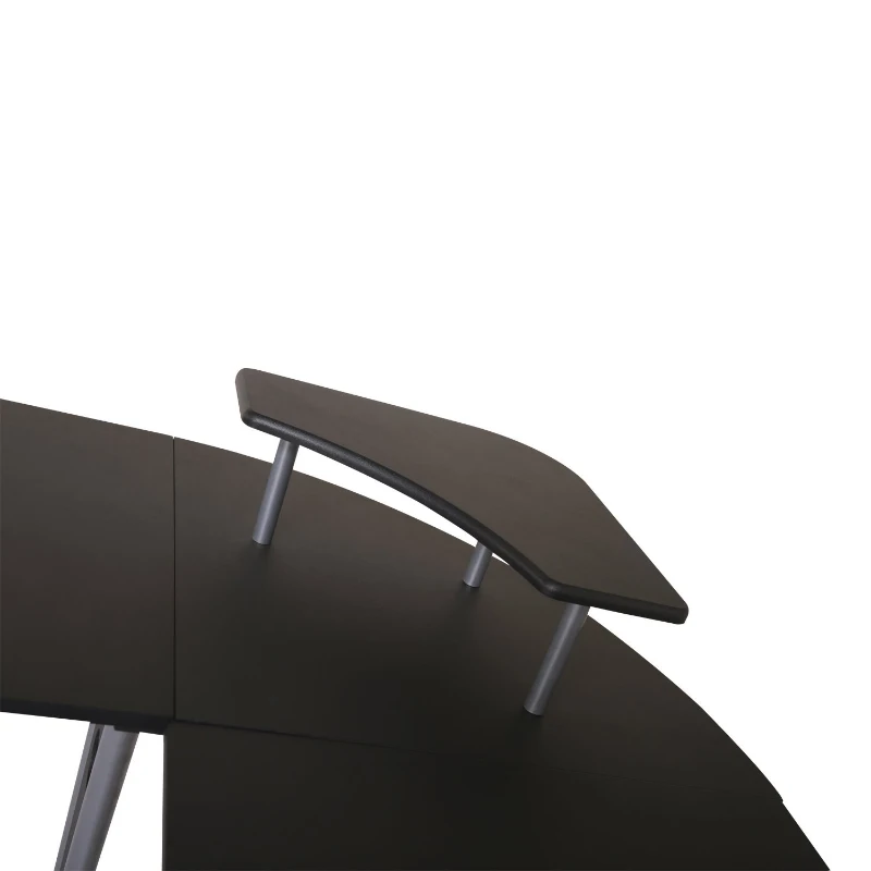 HOMCOM Mesa de Ordenador PC Madera en Forma L Esquinera con Bandeja Móvil Soporte de Impresora Amplio Espacio Ruedas Escritorio de Oficina 165x145x86cm Negro