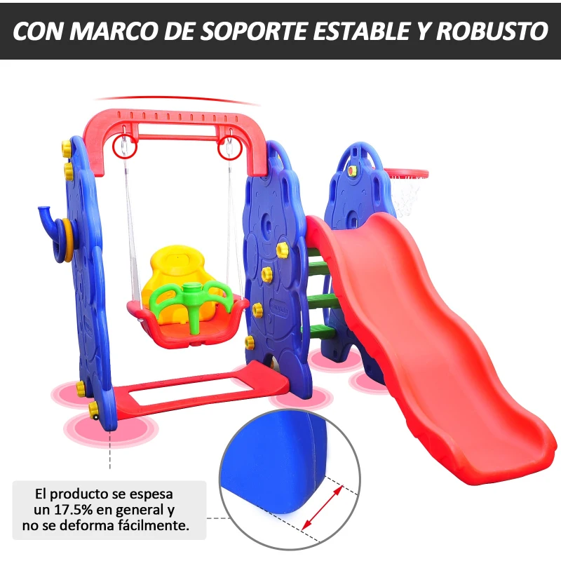 Columpio Infantil + Tobogan y Canasta Baloncesto Juguete Jardin Niños a partir 3 años