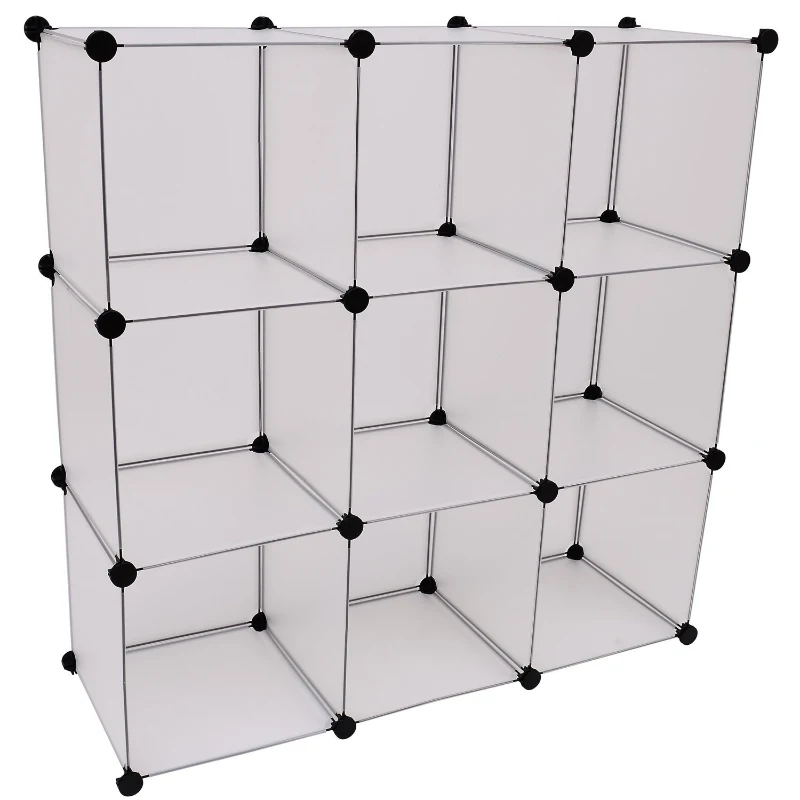 Homcom - Estanteria modular armario con puertas plastico hierro zapatero baño modelo 3