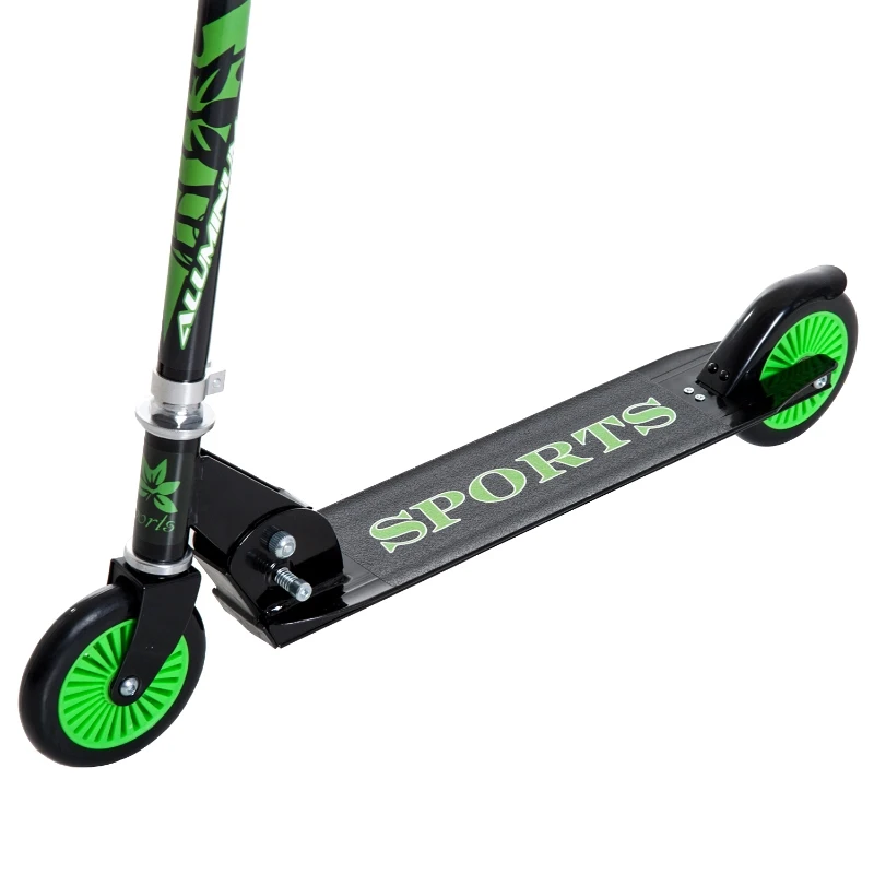 HOMCOM Patinete para Niños Scooter de Evolución Plegable Manillar Ajustable Marco Aluminio Ligero y Estable Carga 50kg 64x34x66-82 cm Verde