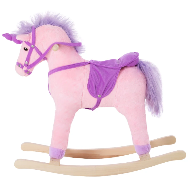 HOMCOM Caballito Balancín Bebé Balancín Peluche Infantil 36 Meses con 32 Canciones  68x28x60cm