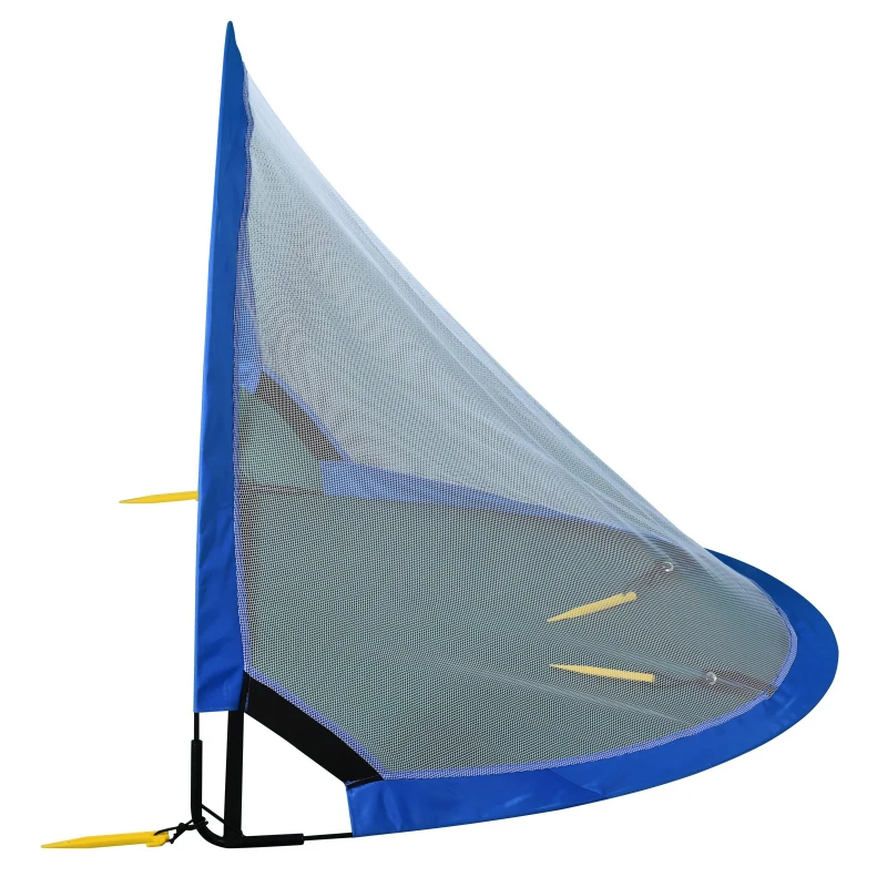 HOMCOM Set de 2 Porterías de Fútbol Diseño POP-UP Redes de Fútbol Plegable Portátil con Bolsa de Transporte para Niños Fácil Montaje 120x84x85 cm Azul