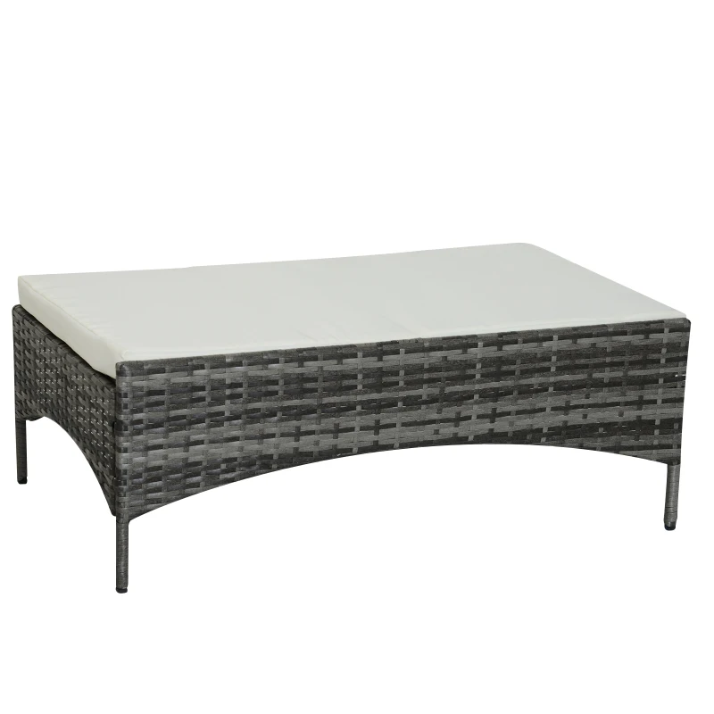 Sofá de Ratán Dos Plazas Sillón Mueble para Jardín Terraza con Reposapiés Extraíble Toldo Cojín Desmontable 126x75x150cm Gris