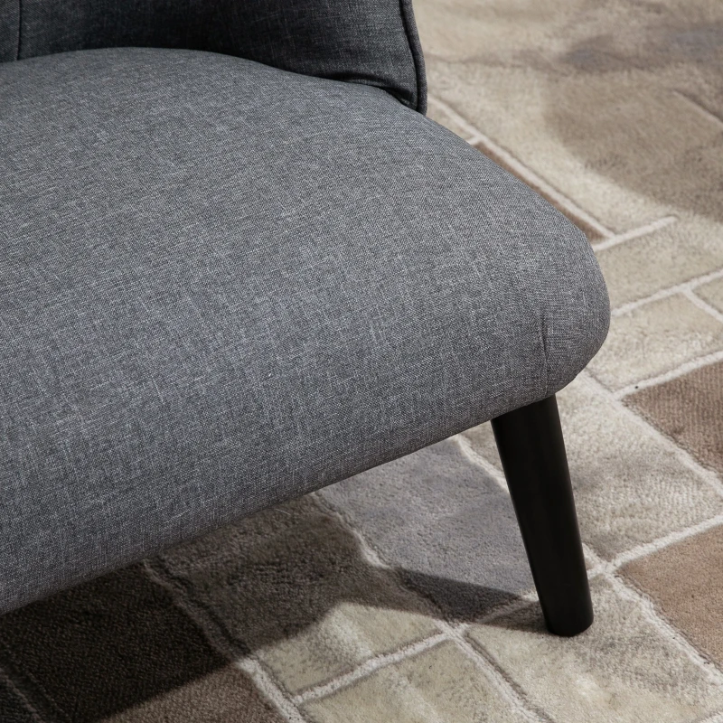 HOMCOM Sofá de 2 Plazas con Respaldo Alto y Patas de Madera Diseño Elegante para Salón Entrada Dormitorio 114x57x70 cm Gris