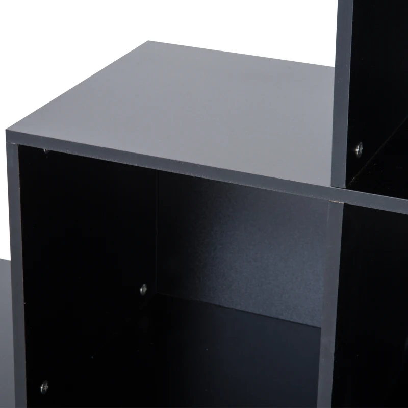 HomCom® Estantería Escalera Armario de Almacenamiento 6 Cubos Madera Negro 91.5x29.5x91.5cm