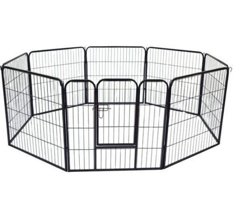 HOMCOM Parque Mascotas Valla 8 Piezas 80x80cm + Puerta Entrenamiento Perros