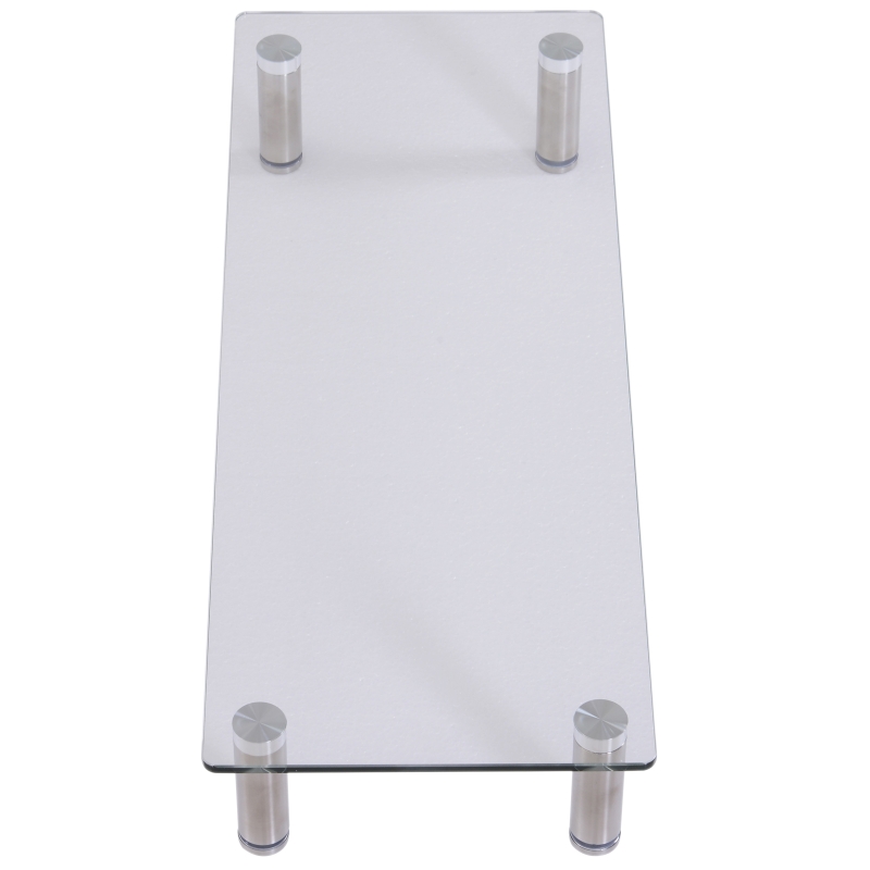 Vinsetto Soporte para Monitor Altura Ajustable Elevador de Pantalla para Portátil Ordenador Vidrio Acero Inox 56x21x9-11cm Carga 20kg